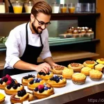 고급 디저트 판매처 - **Prompt 1: Cozy Artisan Cafe and Delectable Handmade Desserts**
A warm, inviting scene inside a...